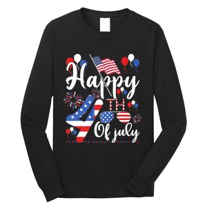 Happy Fourth Of July Patriotic Us American Flag 4th Of July Long Sleeve Shirt