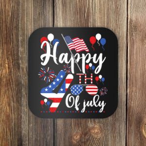 Happy Fourth Of July Patriotic Us American Flag 4th Of July Coaster