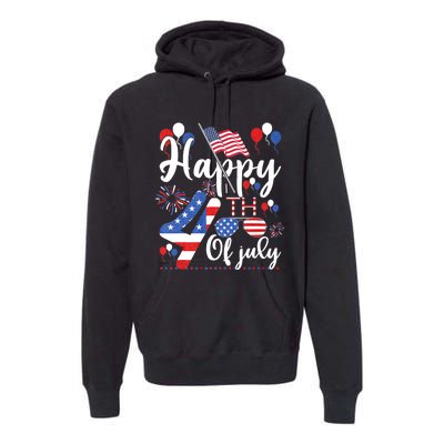 Happy Fourth Of July Patriotic Us American Flag 4th Of July Premium Hoodie