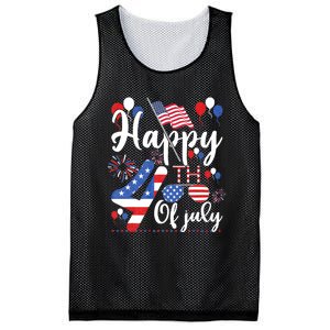 Happy Fourth Of July Patriotic Us American Flag 4th Of July Mesh Reversible Basketball Jersey Tank