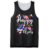 Happy Fourth Of July Patriotic Us American Flag 4th Of July Mesh Reversible Basketball Jersey Tank