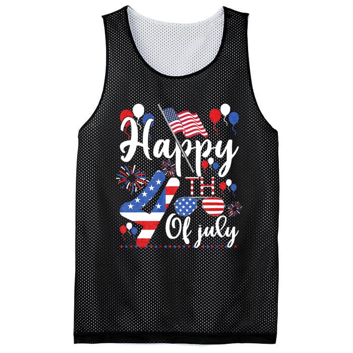 Happy Fourth Of July Patriotic Us American Flag 4th Of July Mesh Reversible Basketball Jersey Tank