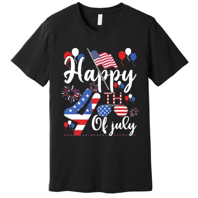 Happy Fourth Of July Patriotic Us American Flag 4th Of July Premium T-Shirt