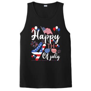 Happy Fourth Of July Patriotic Us American Flag 4th Of July PosiCharge Competitor Tank