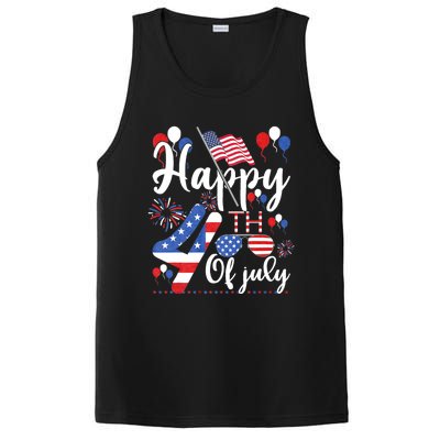 Happy Fourth Of July Patriotic Us American Flag 4th Of July PosiCharge Competitor Tank