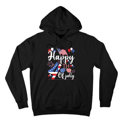 Happy Fourth Of July Patriotic Us American Flag 4th Of July Tall Hoodie