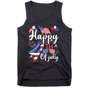 Happy Fourth Of July Patriotic Us American Flag 4th Of July Tank Top