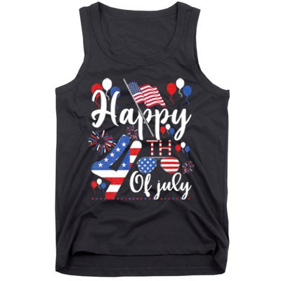 Happy Fourth Of July Patriotic Us American Flag 4th Of July Tank Top