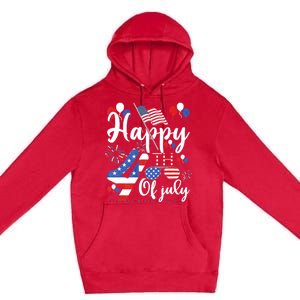 Happy Fourth Of July Patriotic Us American Flag 4th Of July Premium Pullover Hoodie