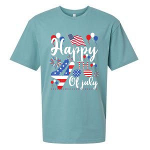 Happy Fourth Of July Patriotic Us American Flag 4th Of July Sueded Cloud Jersey T-Shirt