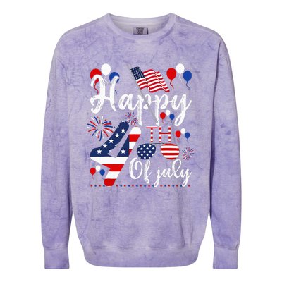 Happy Fourth Of July Patriotic American US Flag 4th Of July Colorblast Crewneck Sweatshirt