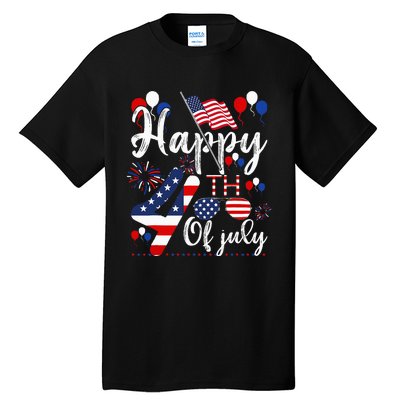 Happy Fourth Of July Patriotic American US Flag 4th Of July Tall T-Shirt