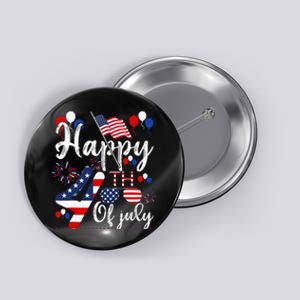 Happy Fourth Of July Patriotic American US Flag 4th Of July Button