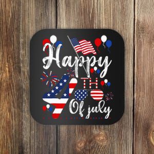 Happy Fourth Of July Patriotic American US Flag 4th Of July Coaster