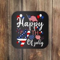 Happy Fourth Of July Patriotic American US Flag 4th Of July Coaster