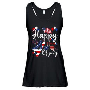 Happy Fourth Of July Patriotic American US Flag 4th Of July Ladies Essential Flowy Tank