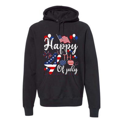 Happy Fourth Of July Patriotic American US Flag 4th Of July Premium Hoodie