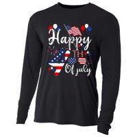 Happy Fourth Of July Patriotic American US Flag 4th Of July Cooling Performance Long Sleeve Crew