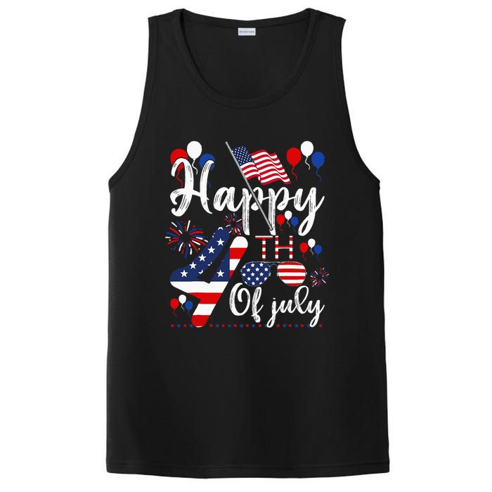 Happy Fourth Of July Patriotic American US Flag 4th Of July PosiCharge Competitor Tank