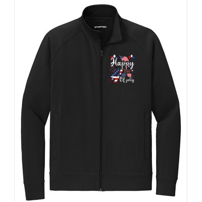 Happy Fourth Of July Patriotic American US Flag 4th Of July Stretch Full-Zip Cadet Jacket