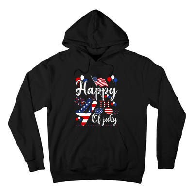 Happy Fourth Of July Patriotic American US Flag 4th Of July Tall Hoodie