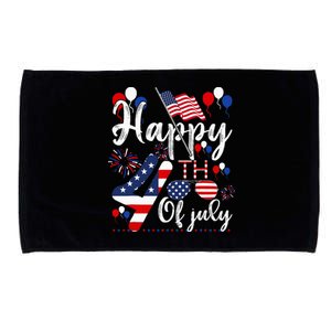 Happy Fourth Of July Patriotic American US Flag 4th Of July Microfiber Hand Towel