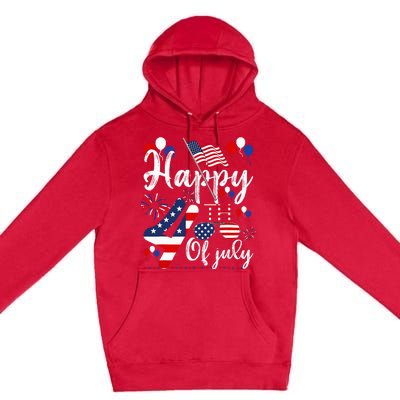 Happy Fourth Of July Patriotic American US Flag 4th Of July Premium Pullover Hoodie