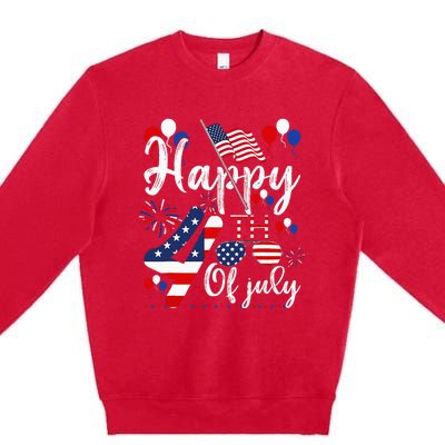 Happy Fourth Of July Patriotic American US Flag 4th Of July Premium Crewneck Sweatshirt