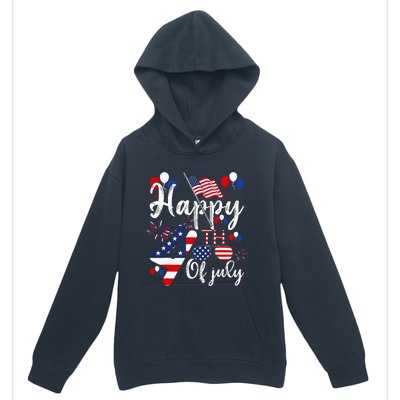 Happy Fourth Of July Patriotic American US Flag 4th Of July Urban Pullover Hoodie