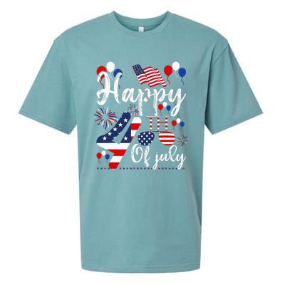 Happy Fourth Of July Patriotic American US Flag 4th Of July Sueded Cloud Jersey T-Shirt