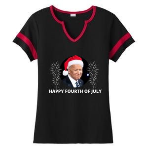 Happy Fourth Of July Biden Christmas Funny Ladies Halftime Notch Neck Tee