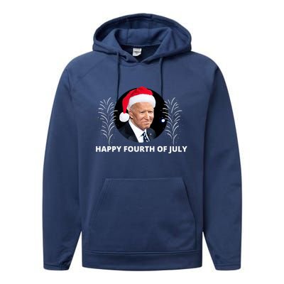 Happy Fourth Of July Biden Christmas Funny Performance Fleece Hoodie