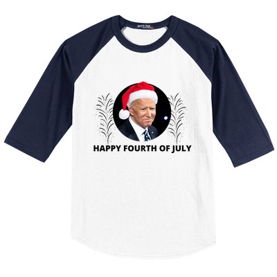 Happy Fourth Of July Biden Christmas Funny Baseball Sleeve Shirt