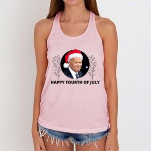 Happy Fourth Of July Biden Christmas Funny Women's Knotted Racerback Tank