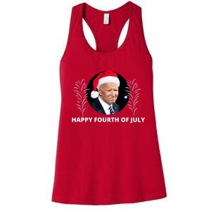 Happy Fourth Of July Biden Christmas Funny Women's Racerback Tank