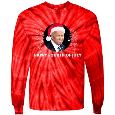 Happy Fourth Of July Biden Christmas Funny Tie-Dye Long Sleeve Shirt