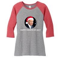 Happy Fourth Of July Biden Christmas Funny Women's Tri-Blend 3/4-Sleeve Raglan Shirt