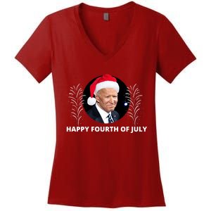 Happy Fourth Of July Biden Christmas Funny Women's V-Neck T-Shirt