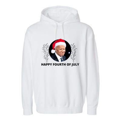 Happy Fourth Of July Biden Christmas Funny Garment-Dyed Fleece Hoodie