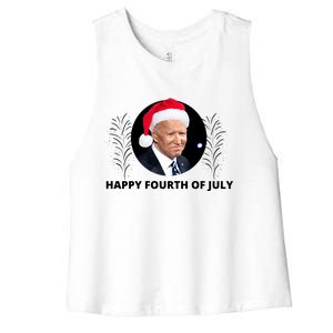 Happy Fourth Of July Biden Christmas Funny Women's Racerback Cropped Tank