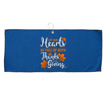 Hearts Full of Thanks Thanksgiving Large Microfiber Waffle Golf Towel