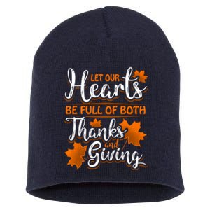 Hearts Full of Thanks Thanksgiving Short Acrylic Beanie