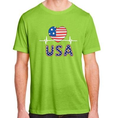 Heart Flag Of Usa Adult ChromaSoft Performance T-Shirt