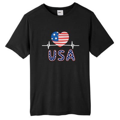 Heart Flag Of Usa Tall Fusion ChromaSoft Performance T-Shirt