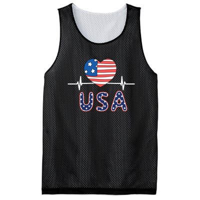 Heart Flag Of Usa Mesh Reversible Basketball Jersey Tank