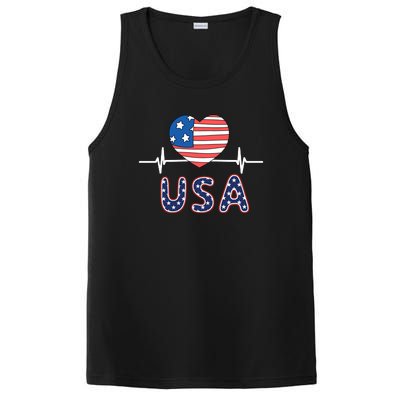 Heart Flag Of Usa PosiCharge Competitor Tank