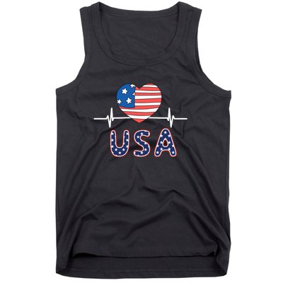 Heart Flag Of Usa Tank Top