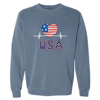 Heart Flag Of Usa Garment-Dyed Sweatshirt