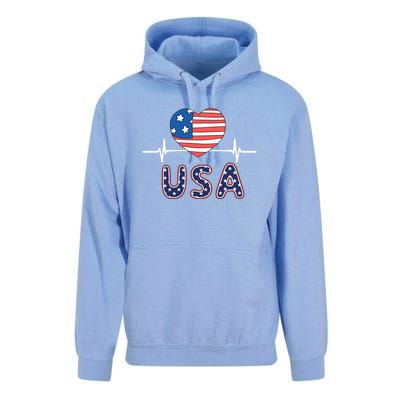 Heart Flag Of Usa Unisex Surf Hoodie