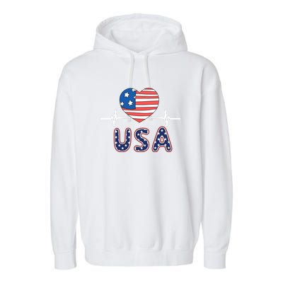 Heart Flag Of Usa Garment-Dyed Fleece Hoodie